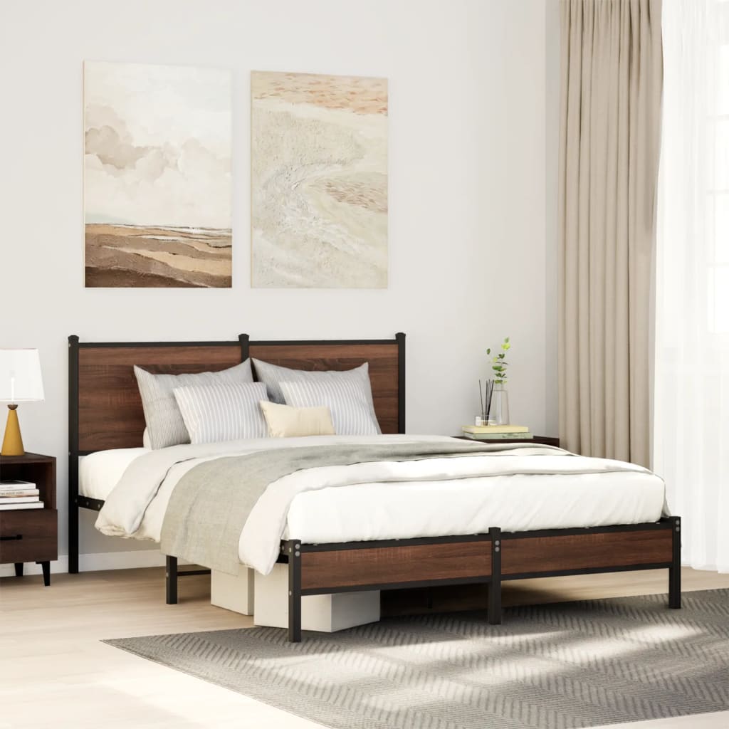 Metallbett Ohne Matratze Braun Eichen-Optik Braune Eiche