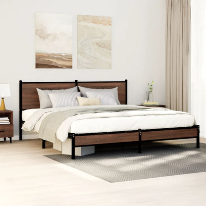 Metallbett Ohne Matratze Braun Eichen-Optik Braune Eiche