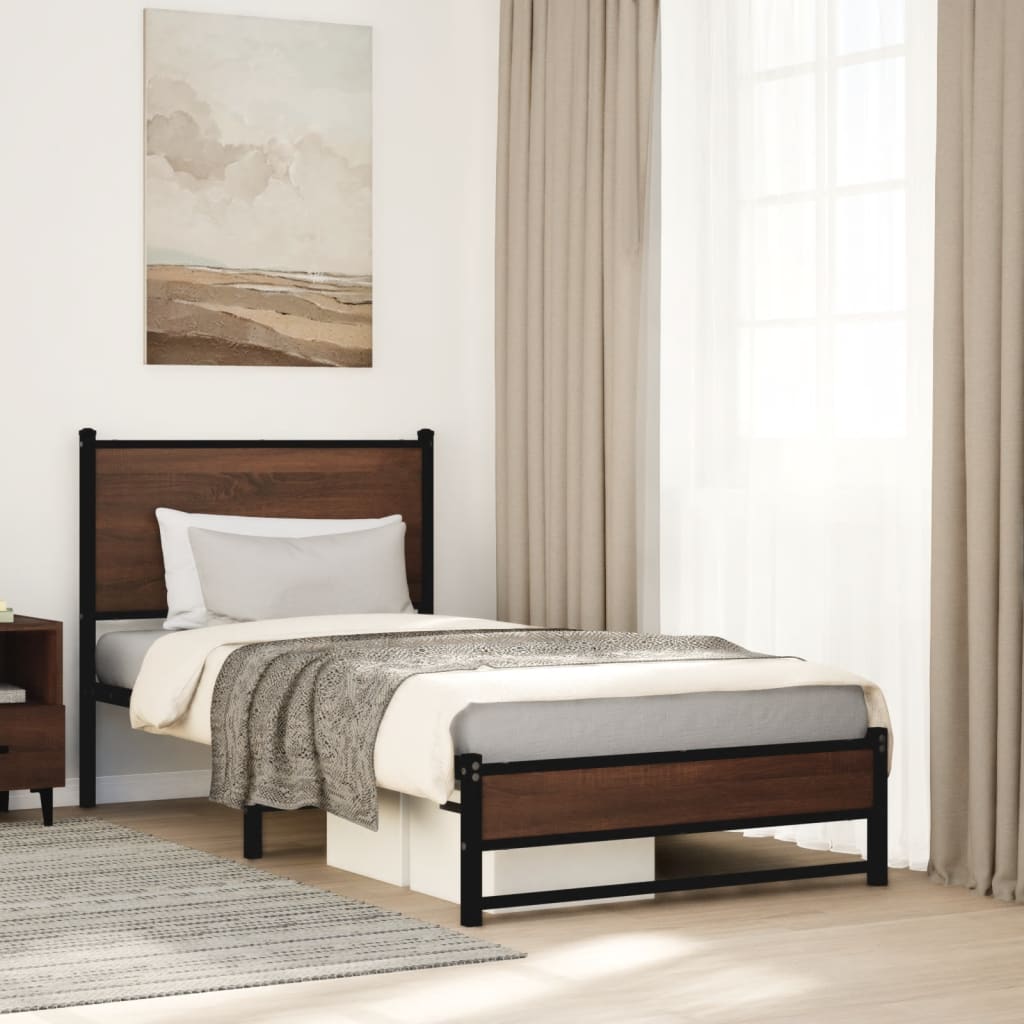 Metallbett Ohne Matratze Braun Eichen-Optik Braune Eiche