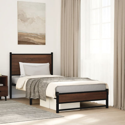 Metallbett Ohne Matratze Braun Eichen-Optik Braune Eiche