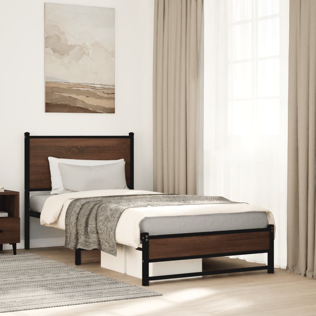 Metallbett Ohne Matratze Braun Eichen-Optik Braune Eiche