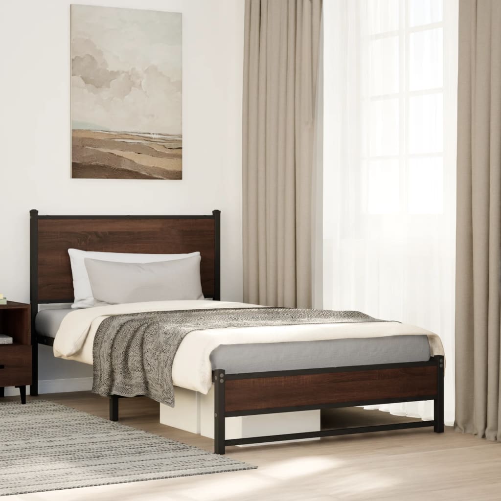 Metallbett Ohne Matratze Braun Eichen-Optik Braune Eiche