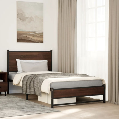 Metallbett Ohne Matratze Braun Eichen-Optik Braune Eiche