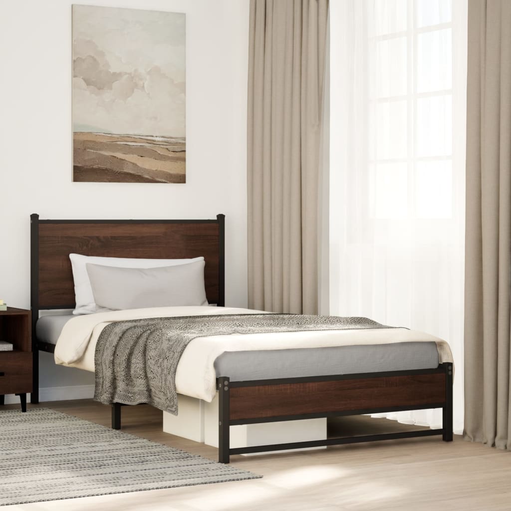 Metallbett Ohne Matratze Braun Eichen-Optik Braune Eiche