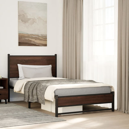 Metallbett Ohne Matratze Braun Eichen-Optik Braune Eiche