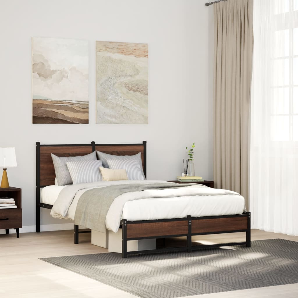 Metallbett Ohne Matratze Braun Eichen-Optik Braune Eiche