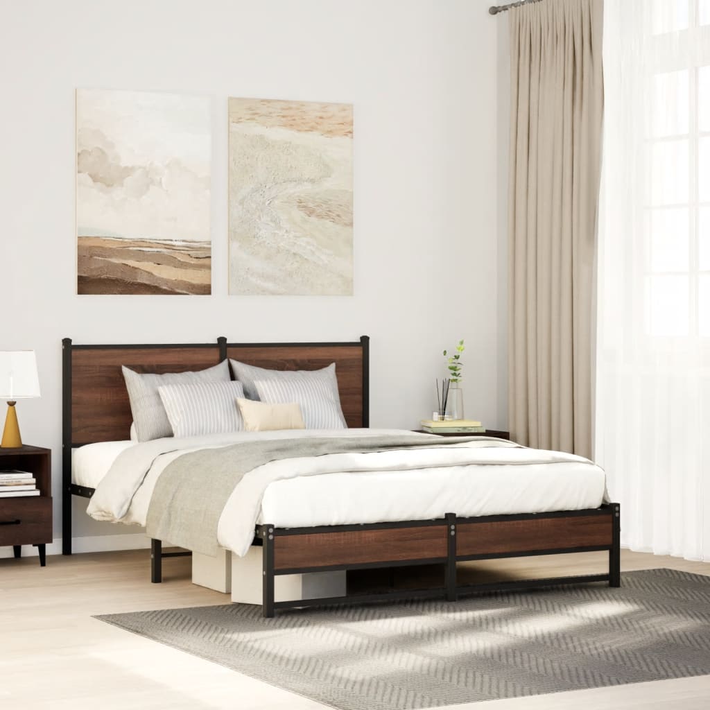 Metallbett Ohne Matratze Braun Eichen-Optik Braune Eiche