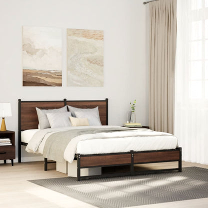 Metallbett Ohne Matratze Braun Eichen-Optik Braune Eiche