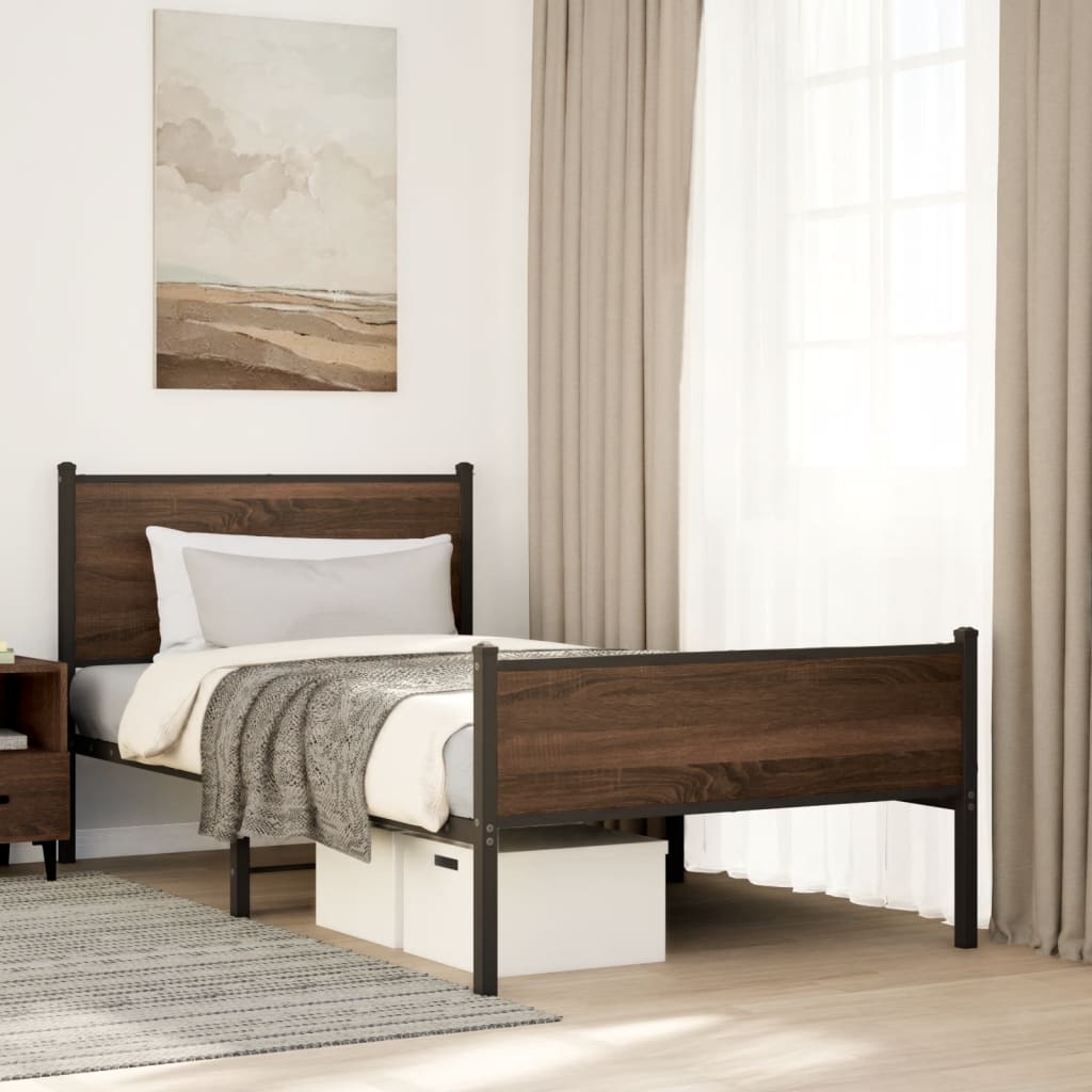 Metallbett Ohne Matratze Braun Eichen-Optik Braune Eiche