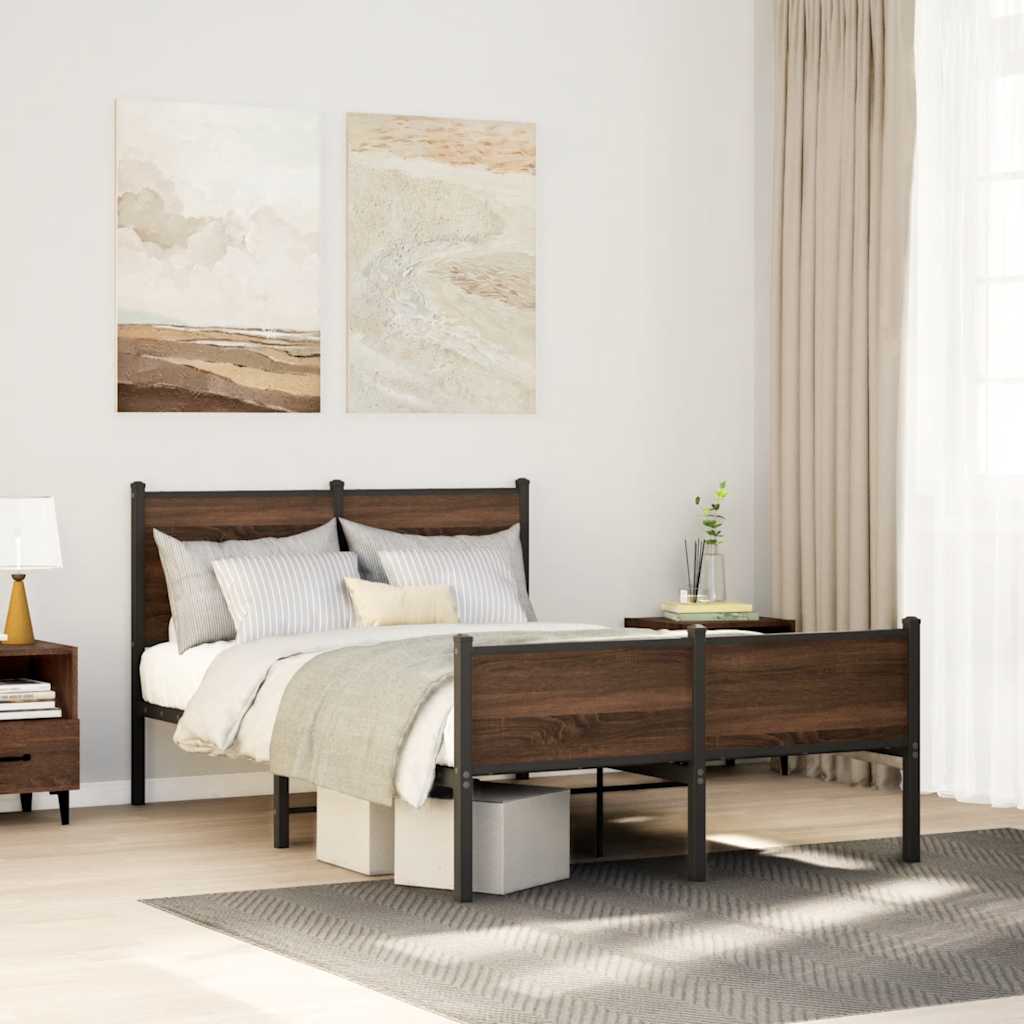 Metallbett Ohne Matratze Braun Eichen-Optik Braune Eiche