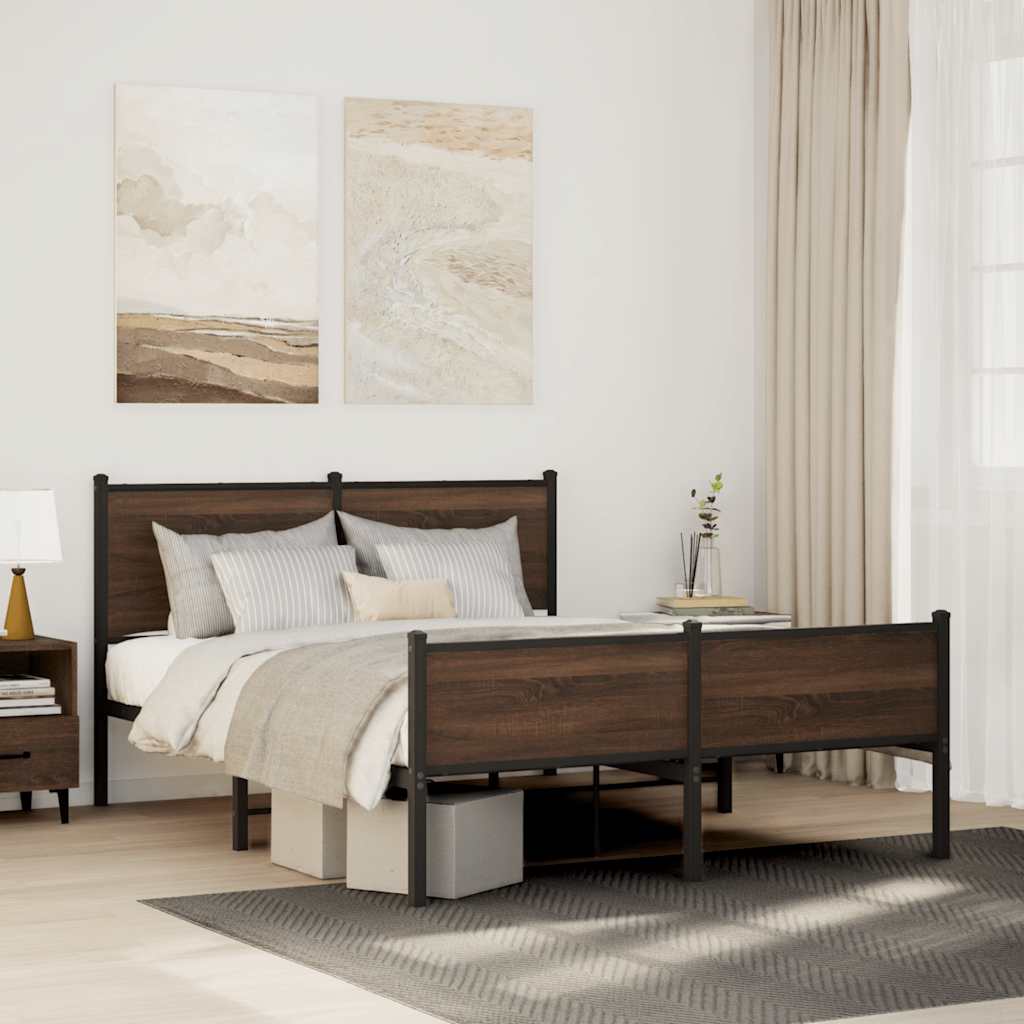 Metallbett Ohne Matratze Braun Eichen-Optik Braune Eiche