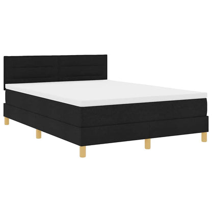 Boxspringbett Mit Matratze Schwarz 140 X 190 Cm Stoff Dunkelgrau