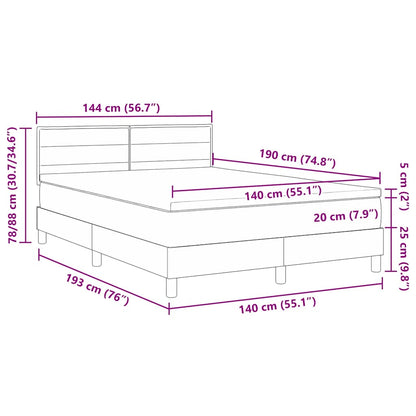 Boxspringbett Mit Matratze Schwarz 140 X 190 Cm Stoff Dunkelgrau