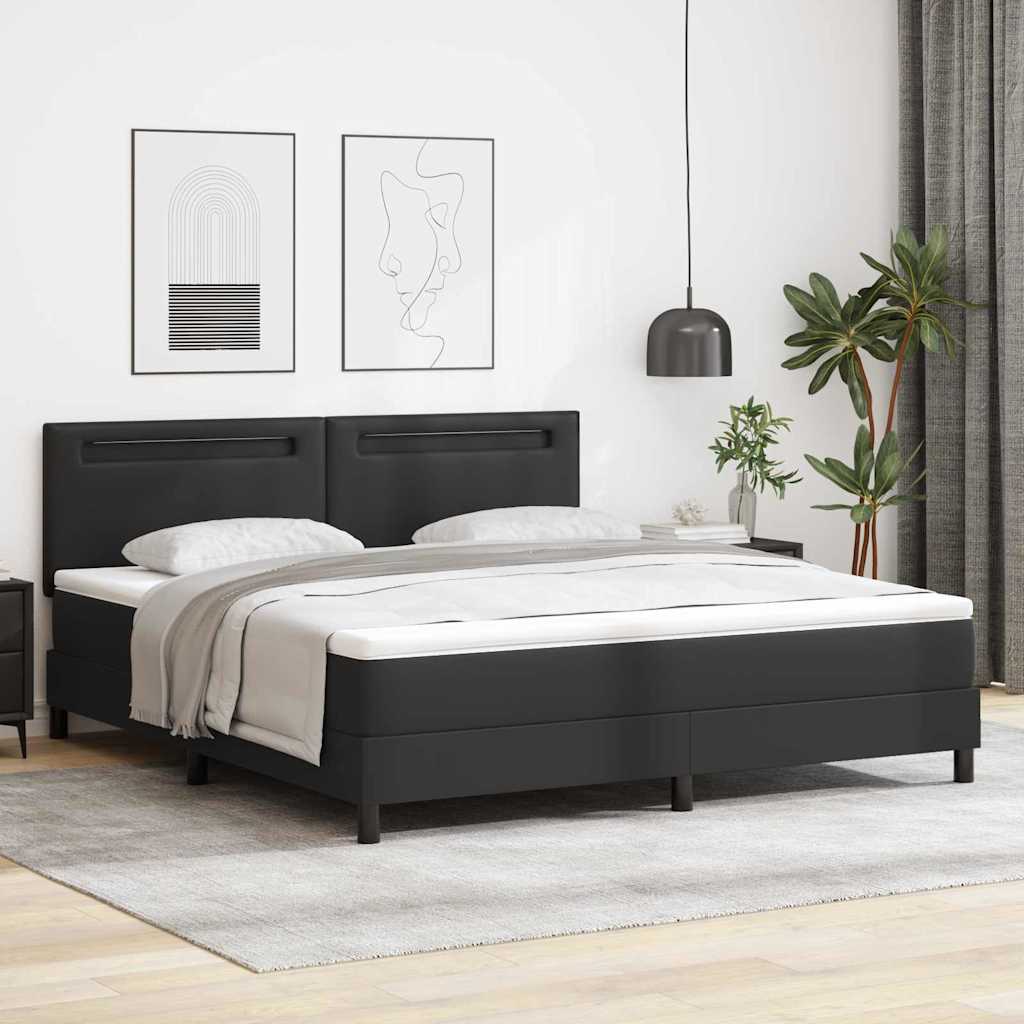 Boxspringbett Mit Matratze Kunstleder Schwarz