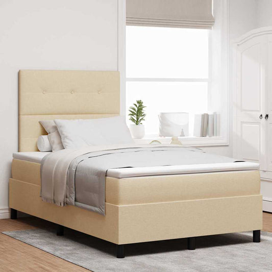 Boxspringbett Mit Matratze Creme 120 X 190 Cm Stoff Taupe