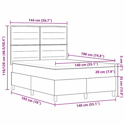 Boxspringbett Mit Kopfteil Schwarz 140 X 190 Cm Stoff Dunkelgrau