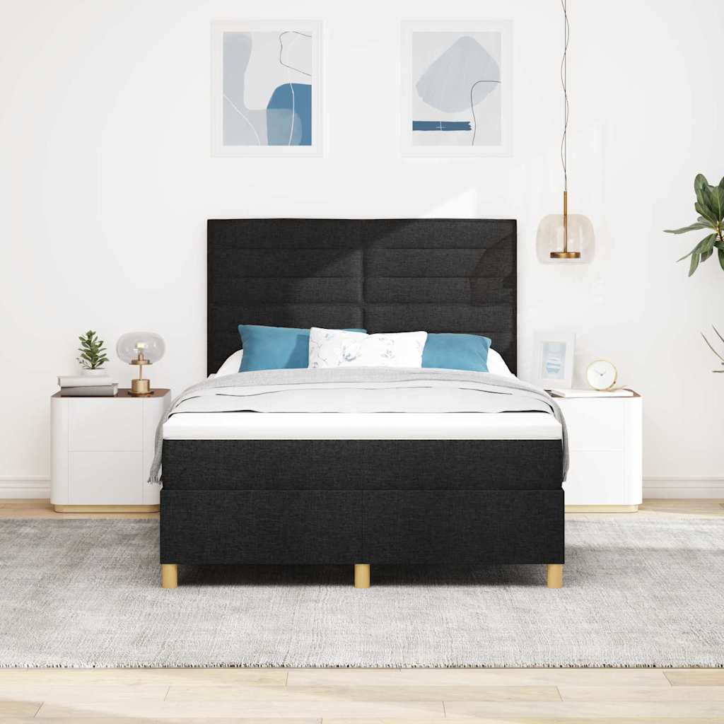 Boxspringbett Mit Kopfteil Schwarz 160 X 200 Cm Stoff Dunkelgrau