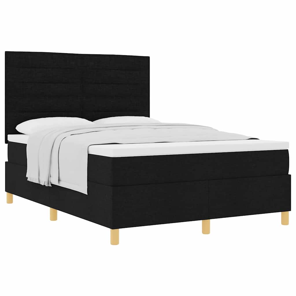 Boxspringbett Mit Kopfteil Schwarz 160 X 200 Cm Stoff Dunkelgrau