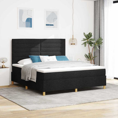 Boxspringbett Mit Kopfteil Schwarz 180 X 200 Cm Stoff Dunkelgrau