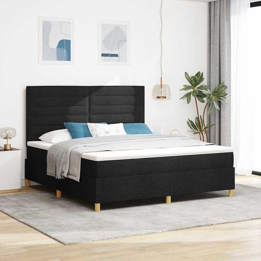 Boxspringbett Mit Kopfteil Schwarz 180 X 200 Cm Stoff Dunkelgrau