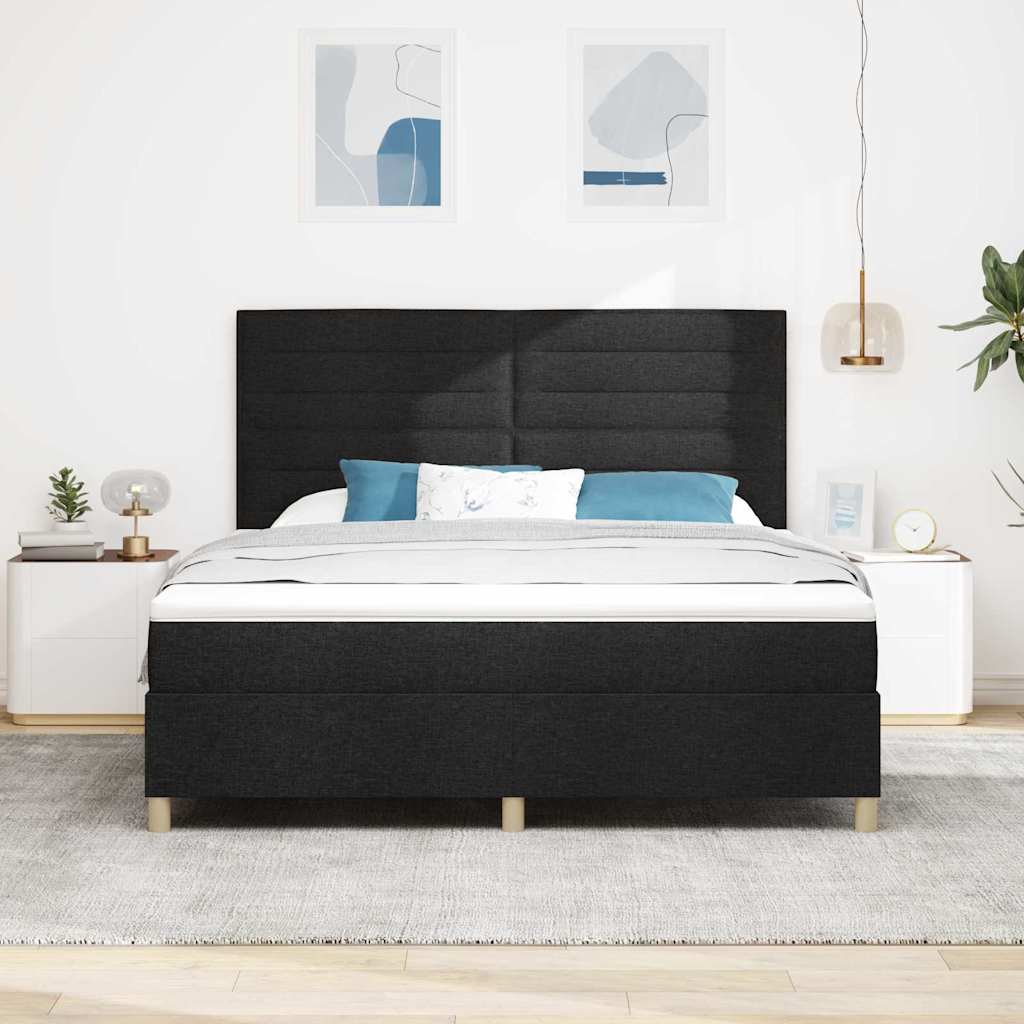 Boxspringbett Mit Kopfteil Schwarz 180 X 200 Cm Stoff Dunkelgrau