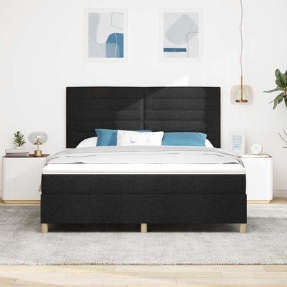Boxspringbett Mit Kopfteil Schwarz 180 X 200 Cm Stoff Dunkelgrau