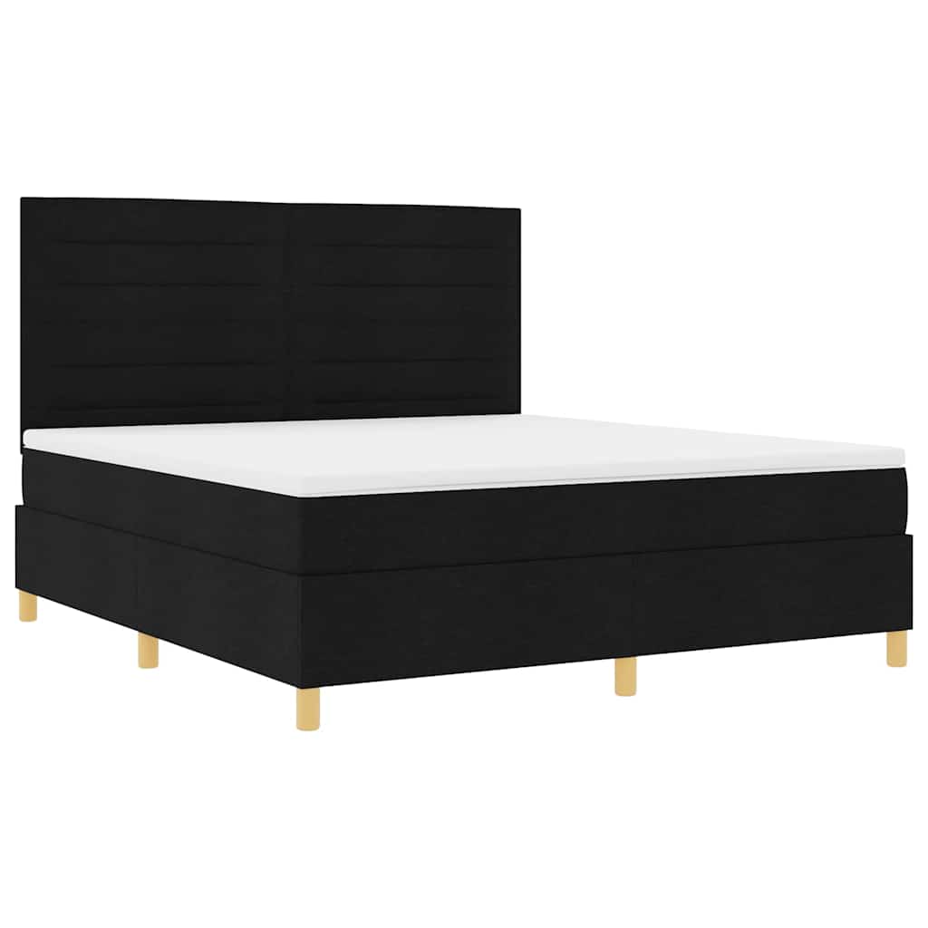 Boxspringbett Mit Kopfteil Schwarz 180 X 200 Cm Stoff Dunkelgrau