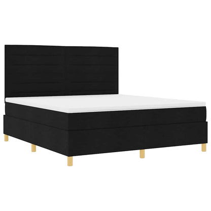 Boxspringbett Mit Kopfteil Schwarz 180 X 200 Cm Stoff Dunkelgrau