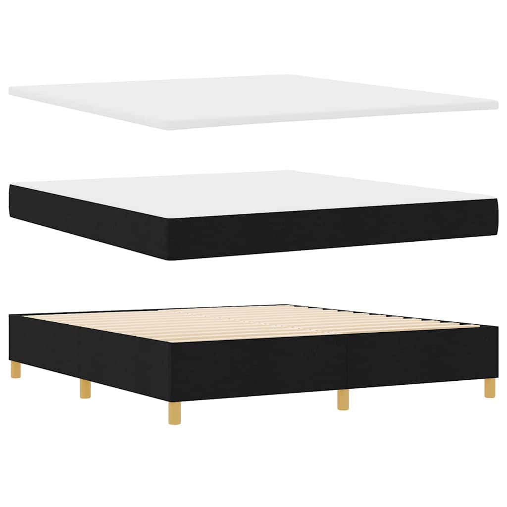 Boxspringbett Mit Kopfteil Schwarz 180 X 200 Cm Stoff Dunkelgrau
