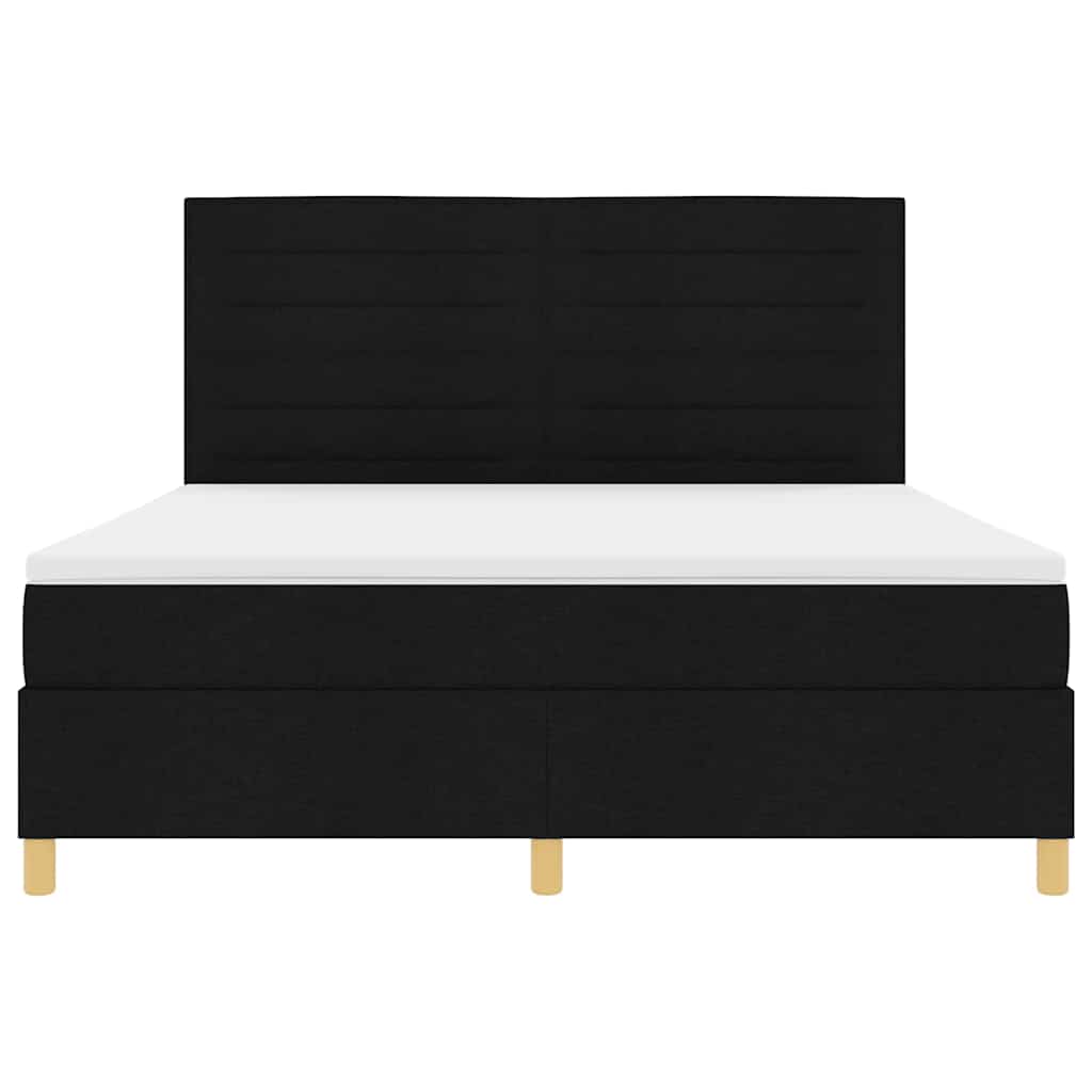 Boxspringbett Mit Kopfteil Schwarz 180 X 200 Cm Stoff Dunkelgrau