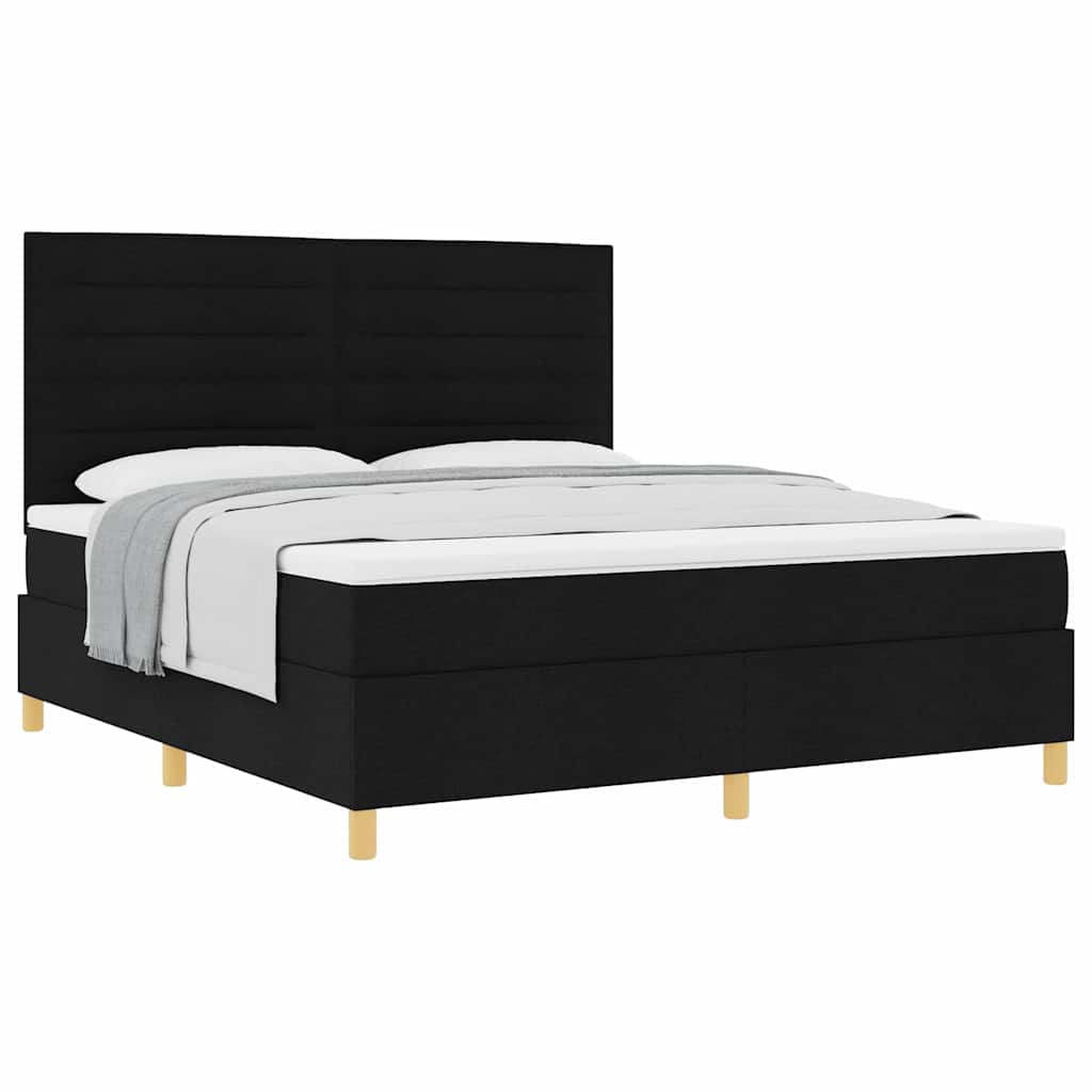 Boxspringbett Mit Kopfteil Schwarz 180 X 200 Cm Stoff Dunkelgrau