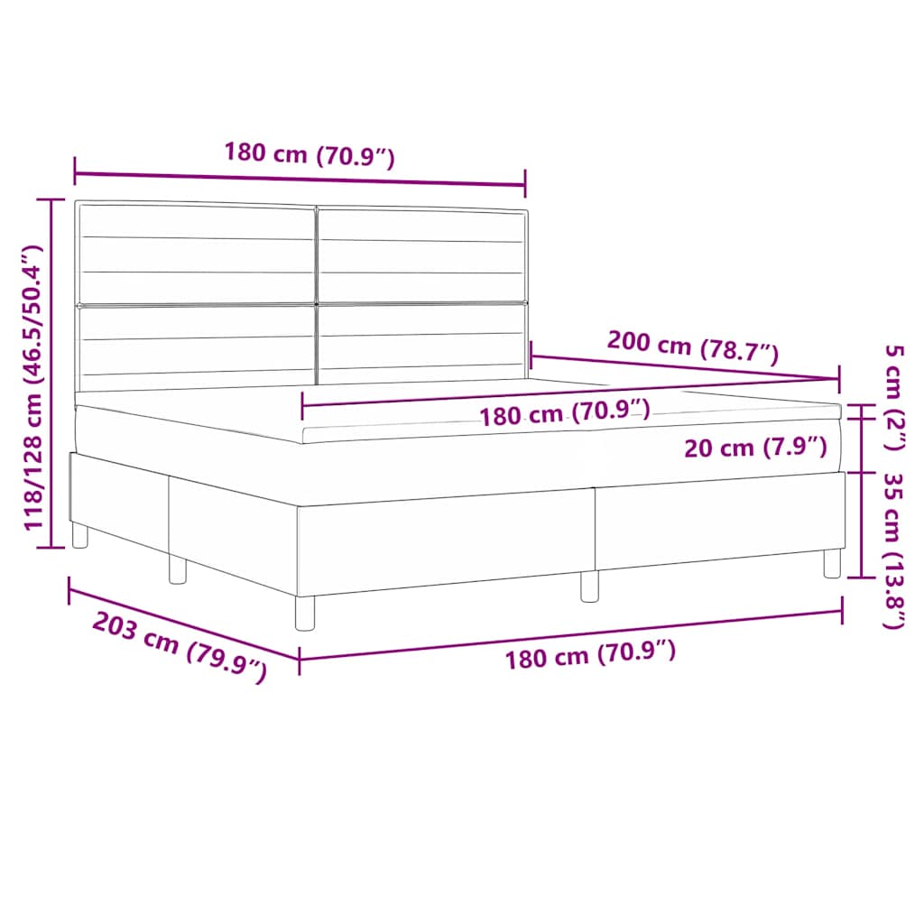 Boxspringbett Mit Kopfteil Schwarz 180 X 200 Cm Stoff Dunkelgrau