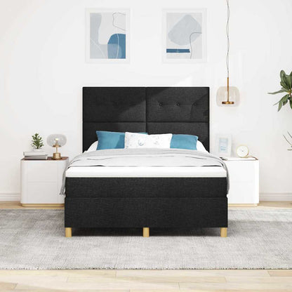 Boxspringbett Mit Kopfteil Schwarz 140 X 190 Cm Stoff Dunkelgrau