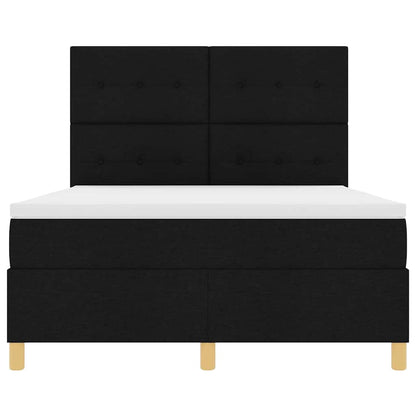 Boxspringbett Mit Kopfteil Schwarz 140 X 190 Cm Stoff Dunkelgrau