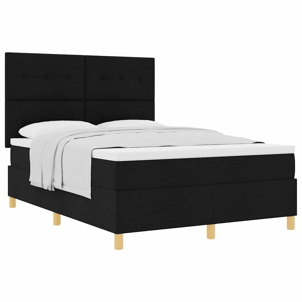 Boxspringbett Mit Kopfteil Schwarz 140 X 190 Cm Stoff Dunkelgrau