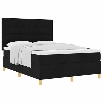 Boxspringbett Mit Kopfteil Schwarz 140 X 190 Cm Stoff Dunkelgrau