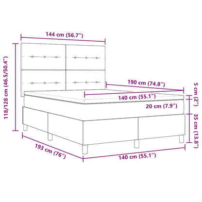 Boxspringbett Mit Kopfteil Schwarz 140 X 190 Cm Stoff Dunkelgrau
