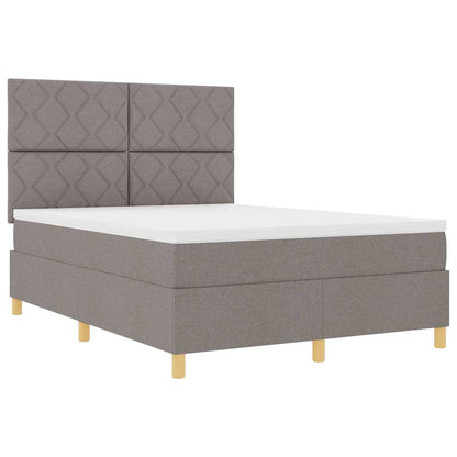 Boxspringbett Mit Kopfteil Taupe 140 X 200 Cm Stoff Dunkelbraun