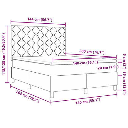 Boxspringbett Mit Kopfteil Taupe 140 X 200 Cm Stoff Dunkelbraun