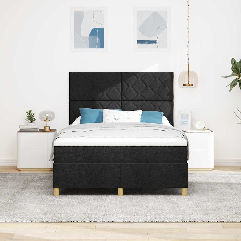 Boxspringbett Mit Kopfteil Schwarz 160 X 200 Cm Stoff Dunkelgrau