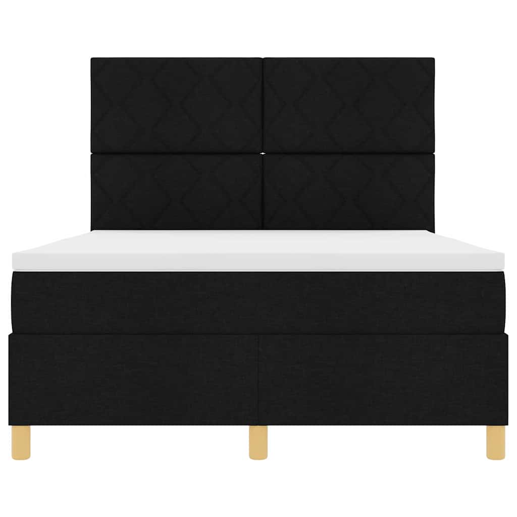 Boxspringbett Mit Kopfteil Schwarz 160 X 200 Cm Stoff Dunkelgrau