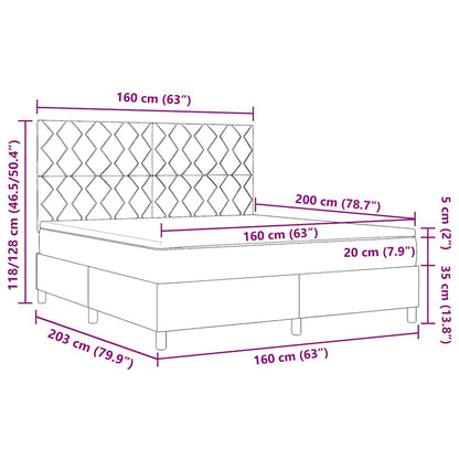 Boxspringbett Mit Kopfteil Schwarz 160 X 200 Cm Stoff Dunkelgrau