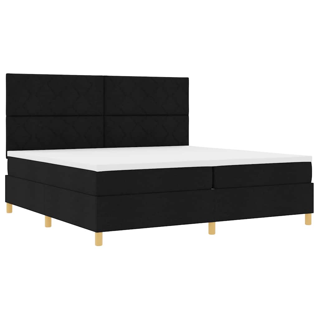 Boxspringbett Mit Kopfteil Schwarz 200 X 200 Cm Stoff Dunkelgrau