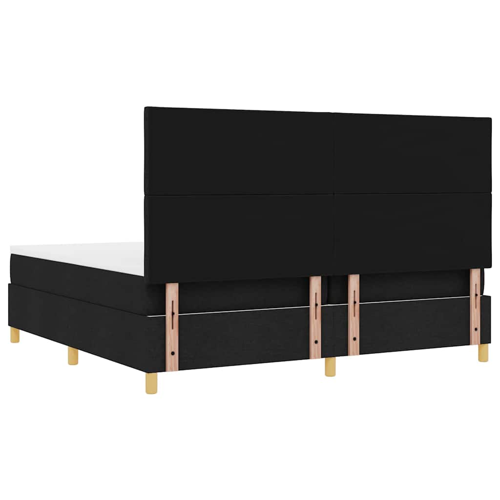 Boxspringbett Mit Kopfteil Schwarz 200 X 200 Cm Stoff Dunkelgrau