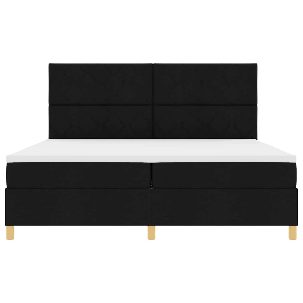 Boxspringbett Mit Kopfteil Schwarz 200 X 200 Cm Stoff Dunkelgrau