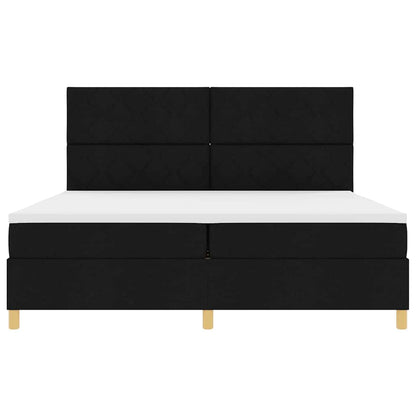 Boxspringbett Mit Kopfteil Schwarz 200 X 200 Cm Stoff Dunkelgrau