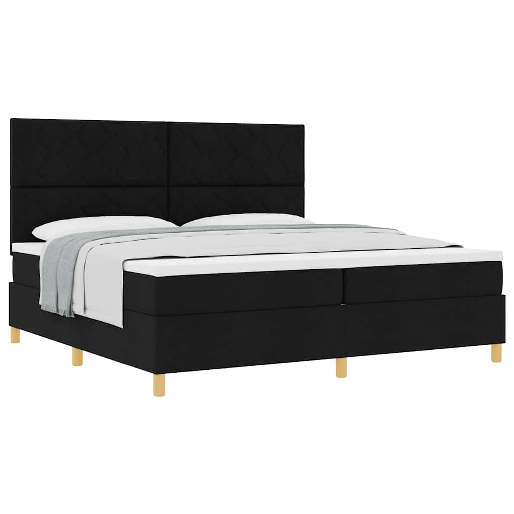 Boxspringbett Mit Kopfteil Schwarz 200 X 200 Cm Stoff Dunkelgrau