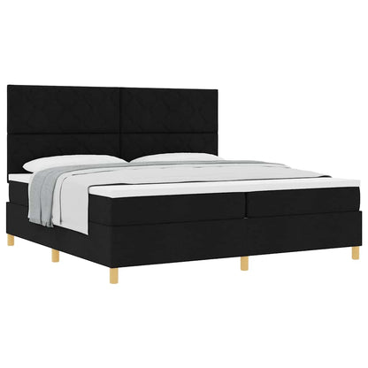 Boxspringbett Mit Kopfteil Schwarz 200 X 200 Cm Stoff Dunkelgrau