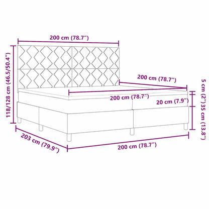 Boxspringbett Mit Kopfteil Schwarz 200 X 200 Cm Stoff Dunkelgrau
