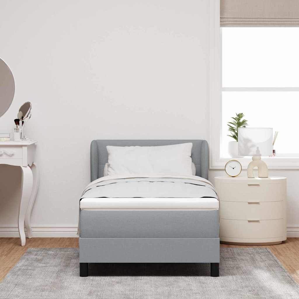 Boxspringbett Mit Matratze Stoff Hellgrau